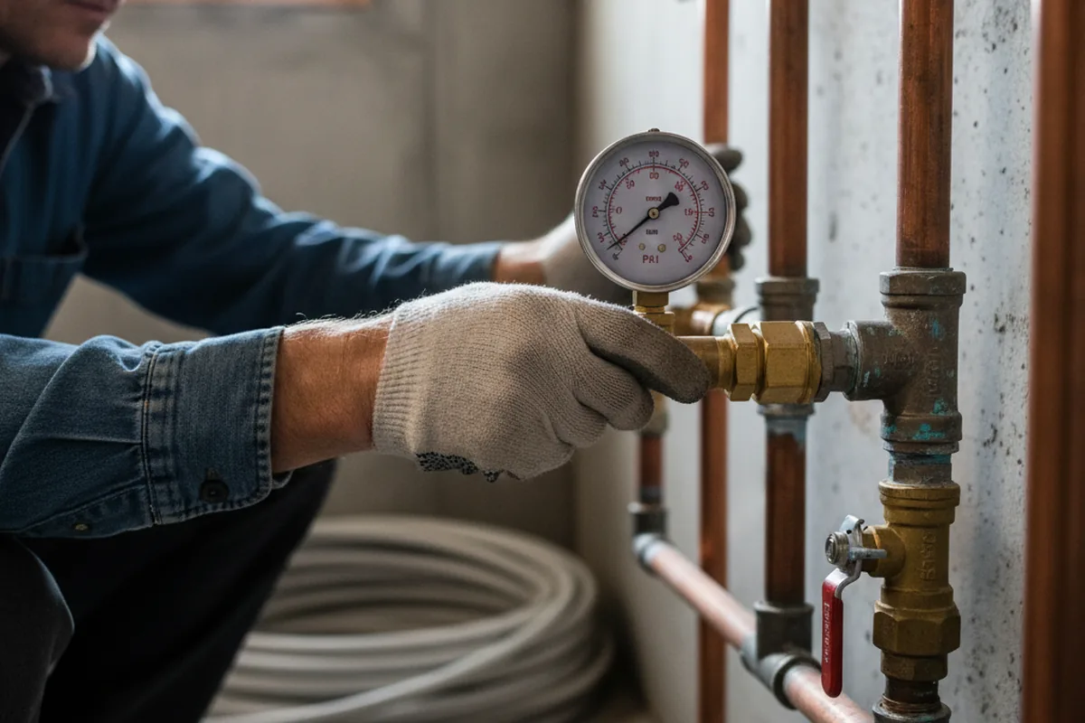 Pressure testing a repaired line during Water Line Repair in Warrenton